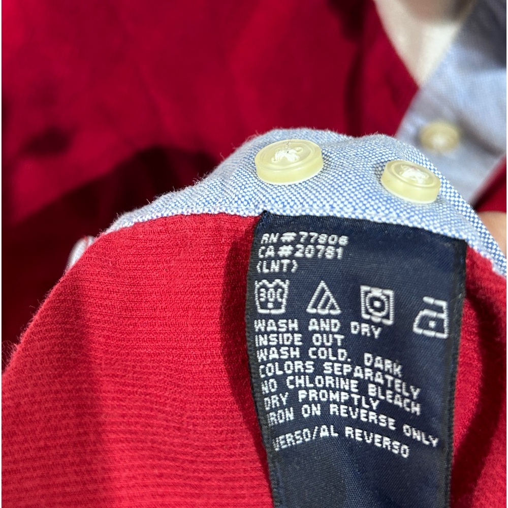 Vintage Tommy Hilfiger Corduroy Shirt Men’s Long Sleeve Y2K Red White Blue XL - Picture 13 of 13